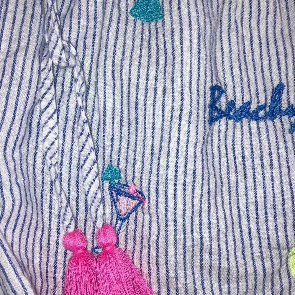 Vineyard Vines Size XS Embroidered Blue and White Striped Pajama Shorts - Picture 4 of 4